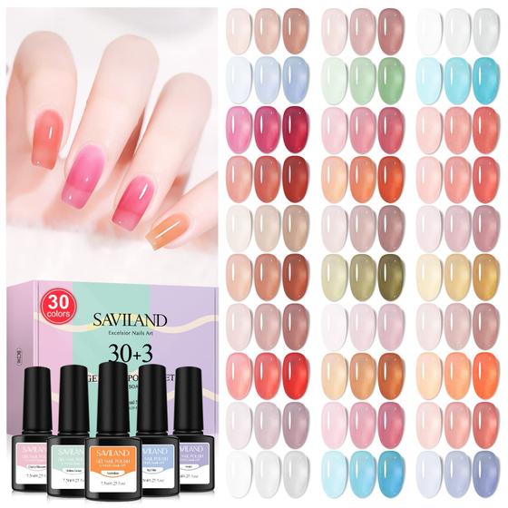 Imagem de Conjunto de esmaltes SAVILAND Jelly Gel 30 cores translúcido