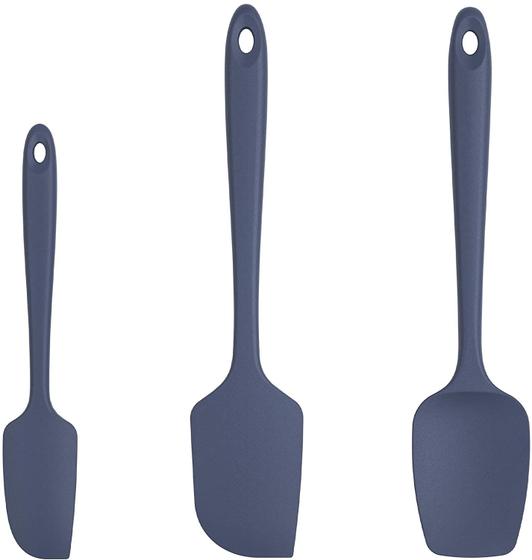 Imagem de Conjunto de espátula de silicone u-taste, 600ºF Alta Resistência ao Calor, Cozinha de Borracha Flexível Sem BPA Sem Emenda Cozinha Cozinha Misturando raspador de cozimento para conjunto de panela antiaderente de 3 (azul meia-noite)