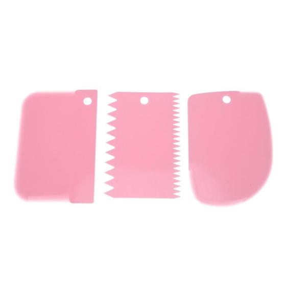 Imagem de Conjunto de espátulas para bolos Wokex, raspador de bolo de 3 peças, rosa