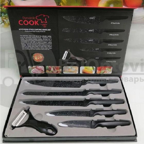 Imagem de Conjunto De Facas Cozinha em Aço Inox 6 Peças Kit Faca Chef - Ami