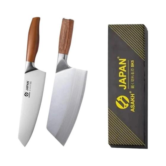 Imagem de Conjunto de Facas de Chef Japonesas Profissionais - Santoku, Cutelo e Faca para Filé