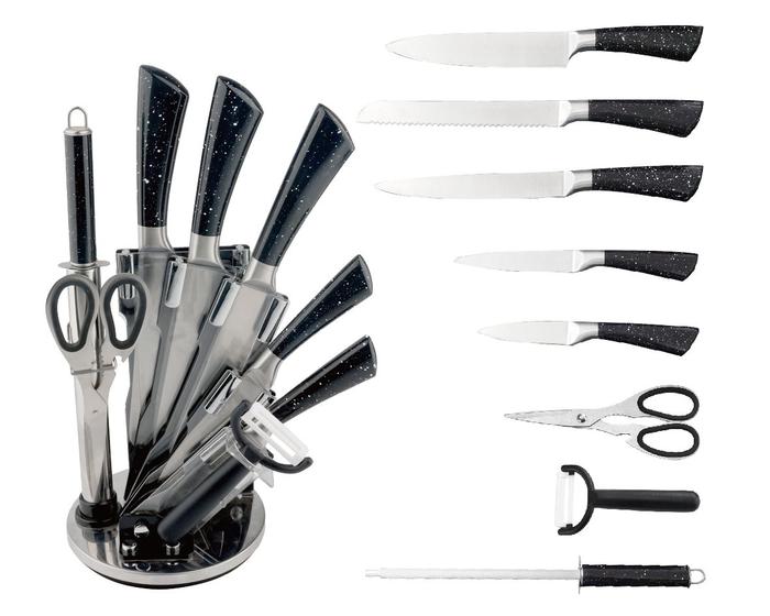 Conjunto de facas profissional 9 peças cepo inox completo Menor preço em Conjunto de facas profissional 9 peças cepo inox completo