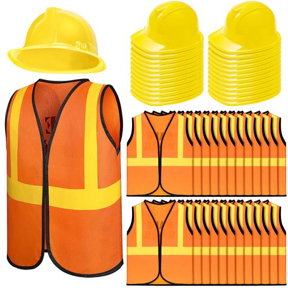 Imagem de Conjunto de Fantasia de Trabalhador da Construção Civil Infantil com Chapéu e Colete