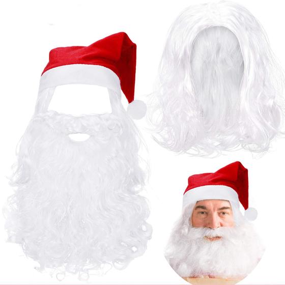 Imagem de Conjunto de fantasias WILLBOND Christmas Papai Noel, barba e peruca