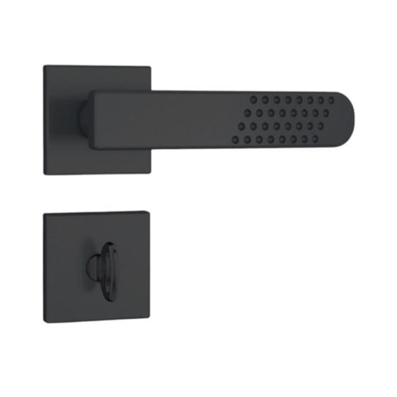 Imagem de Conjunto de Fechadura Banheiro 823/21 Roseta Quadrada Banheiro Preto Stam