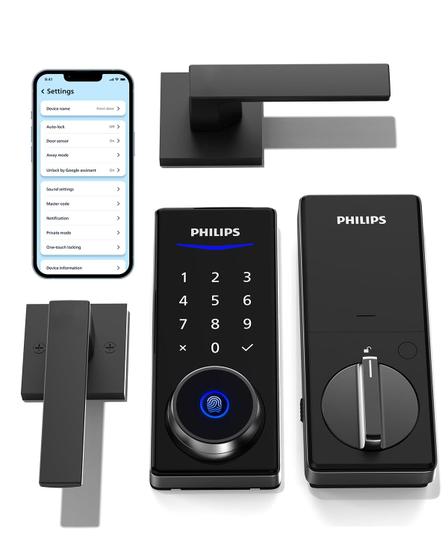 Imagem de Conjunto de fechaduras de porta de entrada sem chave Smart Lock PHILIPS com alças