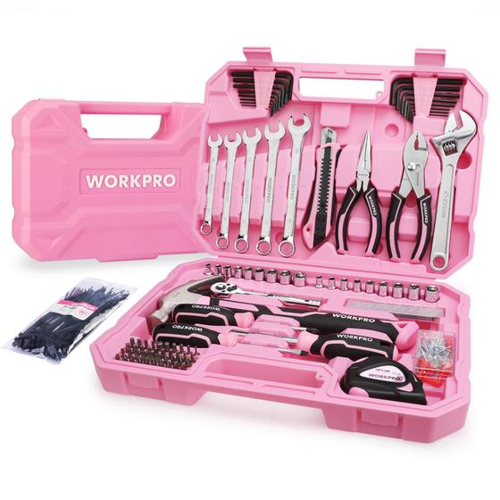 Imagem de Conjunto de ferramentas WORKPRO Pink 284PCS com caixa de ferramentas para reparo doméstico