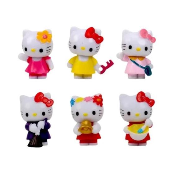 Imagem de Conjunto De Figuras De Ação Hello Kitty 6 Peças 5 Cm Boneca Sanrio Decoração De Bolo Brinquedo De