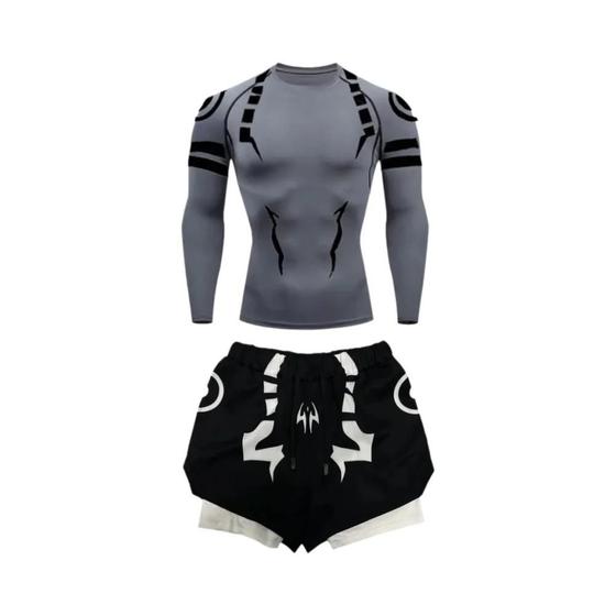 Imagem de Conjunto De Fitness De Compressão Jujutsu Kaisen Masculino, Camisa 3D De Secagem Rápida, Shorts De