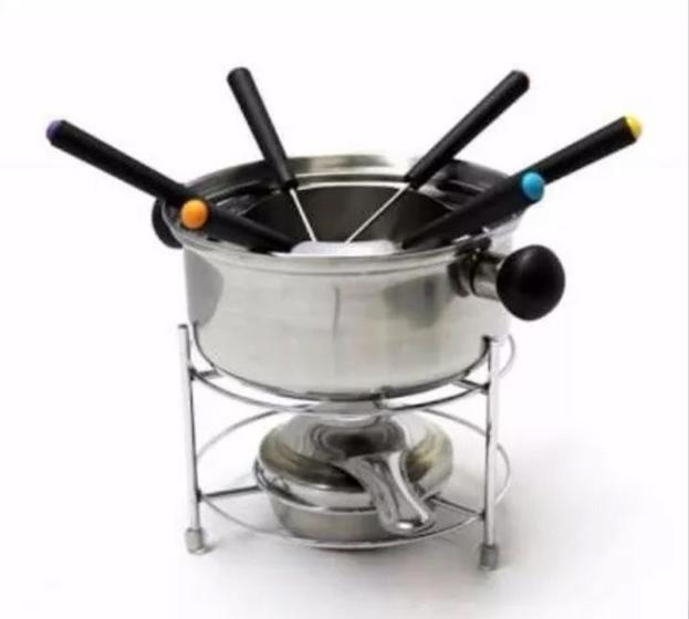 Imagem de Conjunto de Fondue de Inox 410 ml  com 10 Peças A Álcool