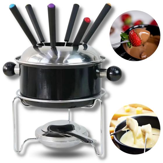 Conjunto De Fondue Em Inox 10 Peças 1 Panela 1 Separador De Garfo 1