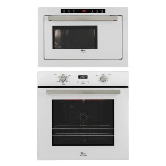 Imagem de Conjunto de Forno de Embutir Elétrico 82L + Micro-ondas de Embutir 25L com Grill Fischer Branco 220V