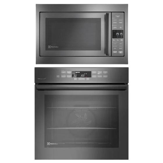 Imagem de Conjunto de Forno de Embutir Elétrico Electrolux 80L + Micro-ondas de Embutir Electrolux 34L Cinza 220V