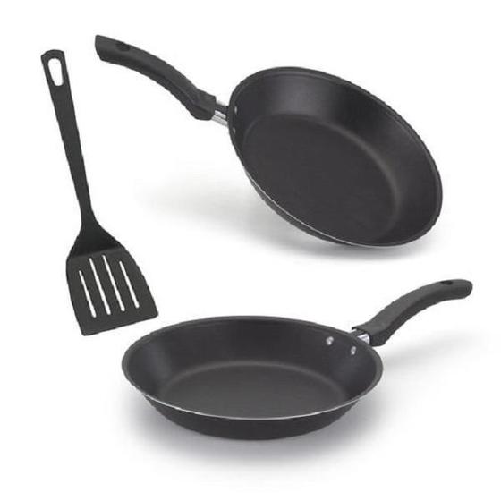Imagem de Conjunto De Frigideiras Aluminio 18/20Cm Preta Com Espatula