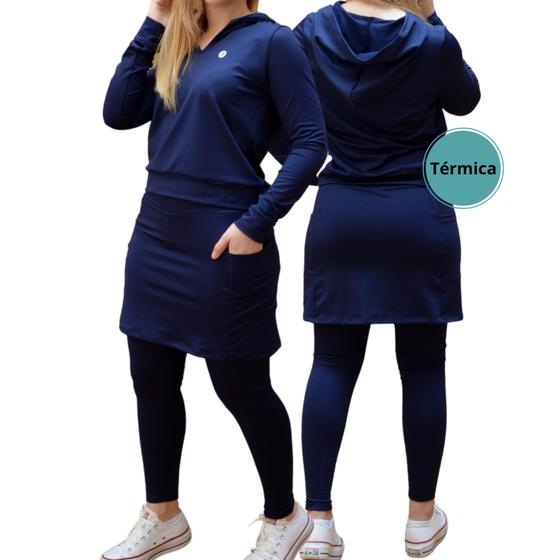 Imagem de Conjunto De Frio Térmico Calça Saia Interno Peluciada Uv+ Roupa Fitness Evangélica Inverno