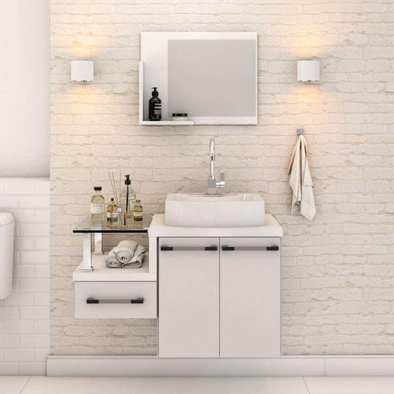 Conjunto de Gabinete de Banheiro com Cuba Aria 41 e Espelheira Wood 2 PT 1 GV Branco é boa?