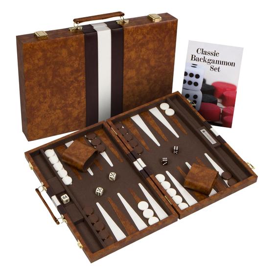 Imagem de Conjunto de gamão Get The Games Out Travel Size com Guide Brown