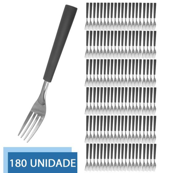 Imagem de Conjunto De Garfo 180 Peças Cabo Preto Talheres Restaurante