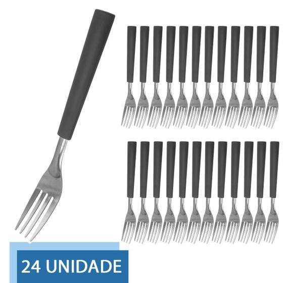 Imagem de Conjunto De Garfo 24 Peças Cabo Preto Talheres Restaurante