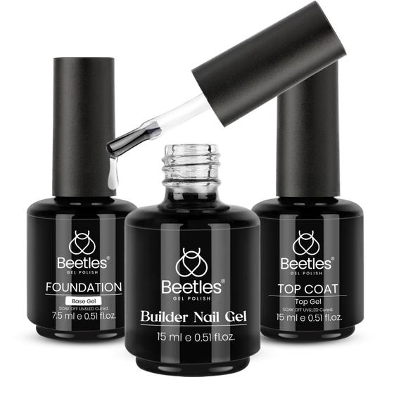 Imagem de Conjunto de Gel para Unhas Beetles 3 Unidades - 15ml com Base e Top Coat