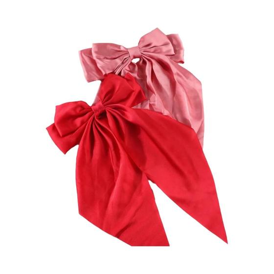 Imagem de Conjunto de Grampos de Cabelo com Laço de Cetim - Acessório Elegante para Mulheres e Meninas