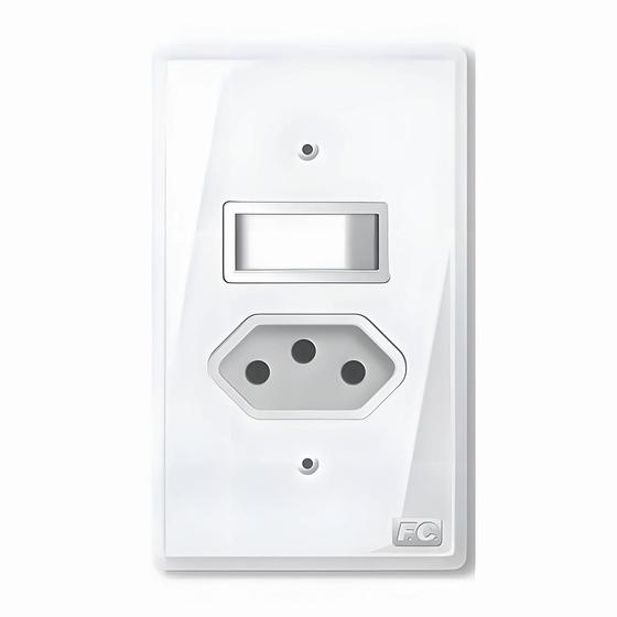 Conjunto de Interruptor 1 Tecla Simples Com 1 Tomada 2p+t 10a Homelink Branco Fc Menor preço em Conjunto de Interruptor 1 Tecla Simples Com 1 Tomada 2p+t 10a Homelink Branco Fc