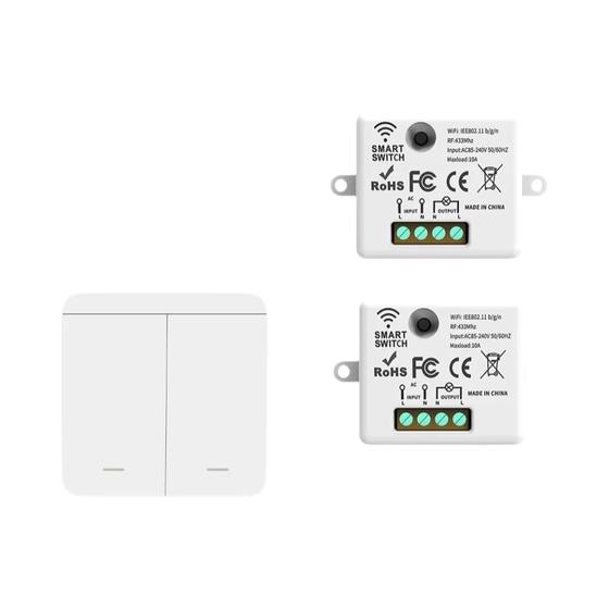 Imagem de Conjunto de Interruptor de Luz Sem Fio 1/2/3 Gangues - Controle Remoto 433MHz (10A 110V/220V)