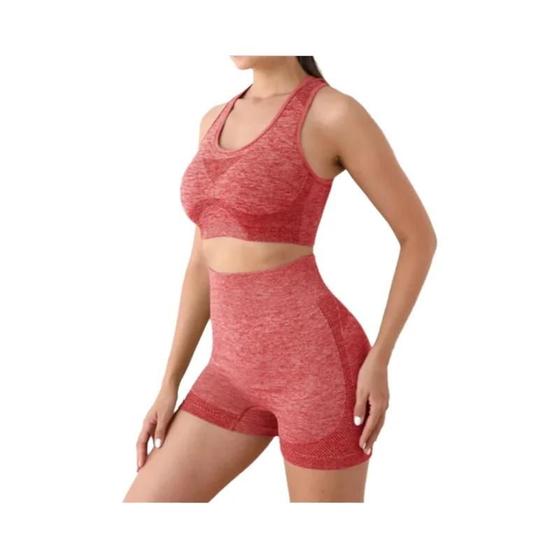 Imagem de Conjunto de Ioga Sem Costura Feminino: Shorts, Sutiãs e Tops para Ginástica