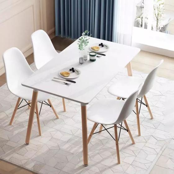 Imagem de Conjunto de jantar Eames Retangular com 4 cadeiras brancas de 120 cm - Branco