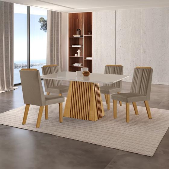 Imagem de Conjunto de Jantar Mesa Áustria 120x80cm Tampo Mdf/vidro com 4 Cadeiras Florença Yescasa