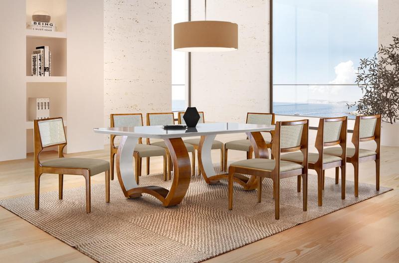 Imagem de Conjunto de Jantar Mesa com 8 Cadeiras Bari