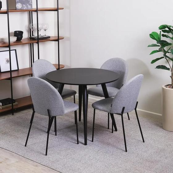 Imagem de Conjunto de Jantar Mesa Redonda Ollie 4 Cadeiras Gibbs - Preto c/ Cinza