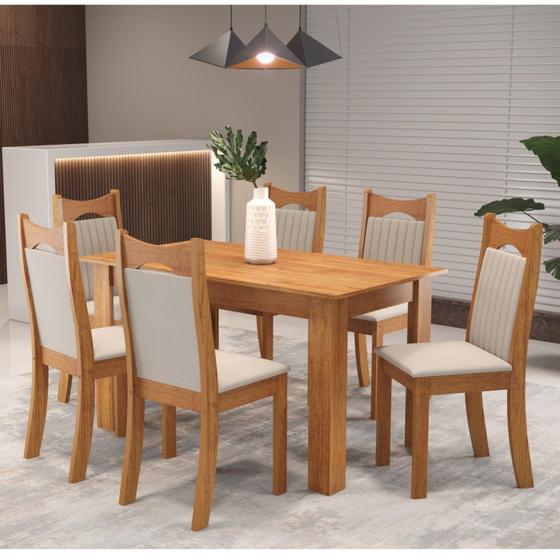 Imagem de Conjunto de Jantar Mesa Retangular Timbo com 6 Cadeiras Dalas