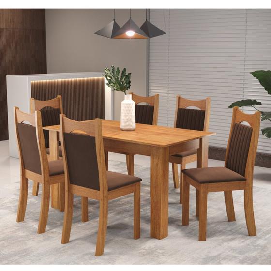 Imagem de Conjunto de Jantar Mesa Retangular Timbo com 6 Cadeiras Dalas