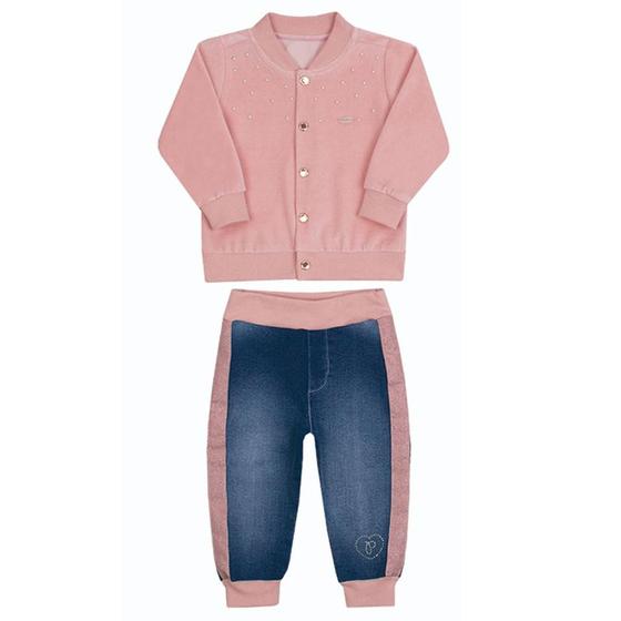 Imagem de Conjunto de Jaqueta Plush Com Calça Jeans Paraíso