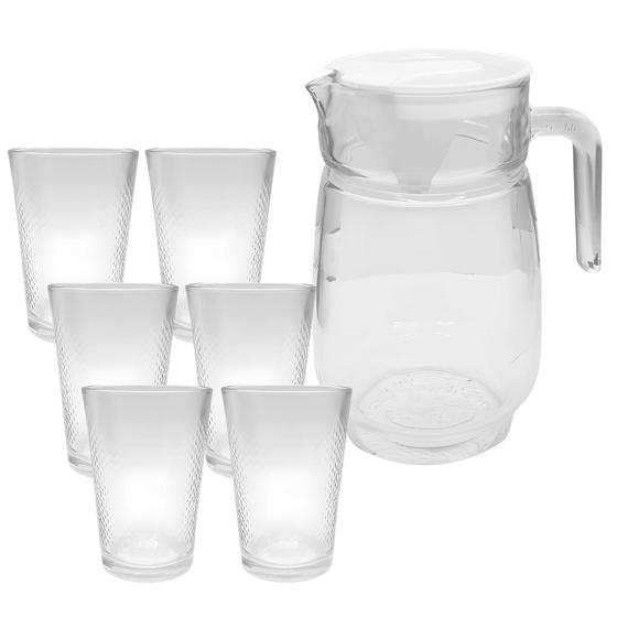 Imagem de Conjunto De Jarra 1,4L Com 6 Copo Primavera 190ml de Vidro Para Água Suco