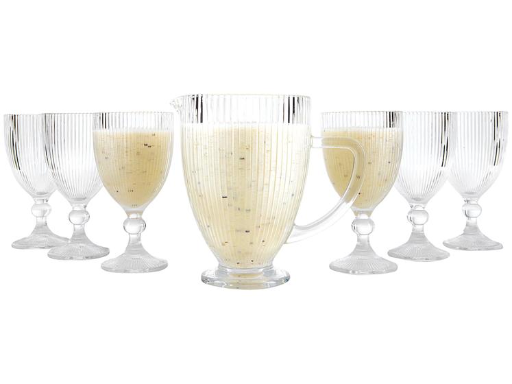 Conjunto de Jarra 1L e Taças 350ml de Vidro Haus Concept Canelado 7 Peças