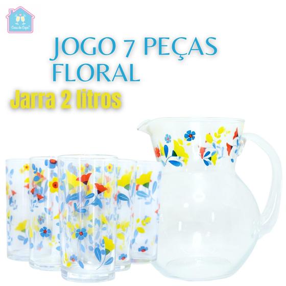 Imagem de Conjunto de Jarra e Copos personalizado Floral  7 Peças - Nadir Entrega Rápida