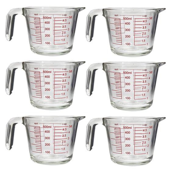 Imagem de Conjunto De Jarras Medidoras 500ml Com Bico Alça Graduada - 6 Unidades