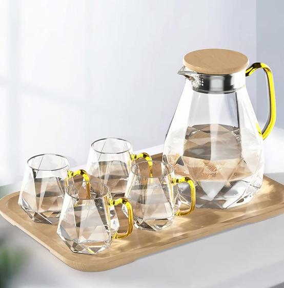 Conjunto de jarros de vidro DUJUST Elegant Diamond Design 2L com copos