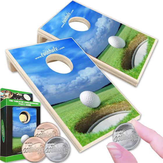 Imagem de Conjunto de jogos de mesa Coinhole Desktop Game Golf com moedas