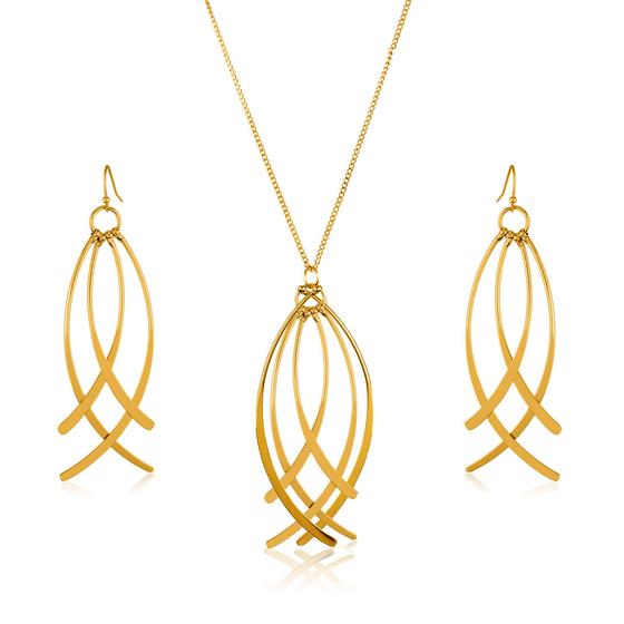 Imagem de Conjunto de joias West Coast ELYA Gold Tone Curved Wire Dangle