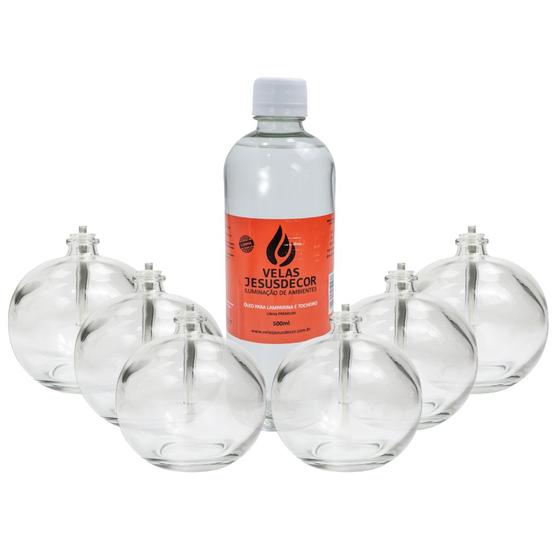 Imagem de Conjunto De Lamparinas 100ml Com Fluidos Para Velas 500ml Com Pavio