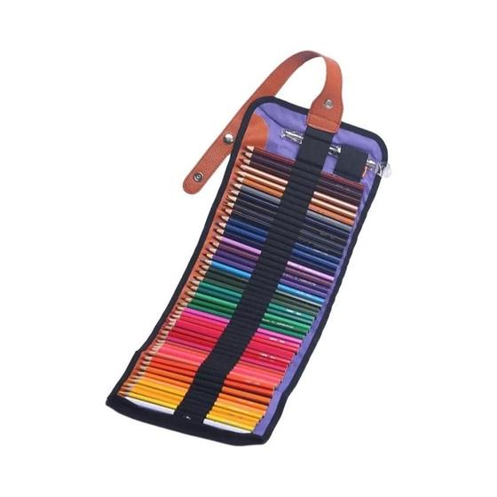 Imagem de Conjunto De Lápis De Cor De 72 Peças Com Estojo De Lona Para Estudantes Adultos Para Colorir Desenho