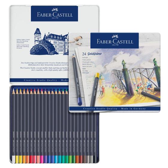 Imagem de Conjunto de lápis de cor Faber-Castell Goldfaber 24 cores com estanho