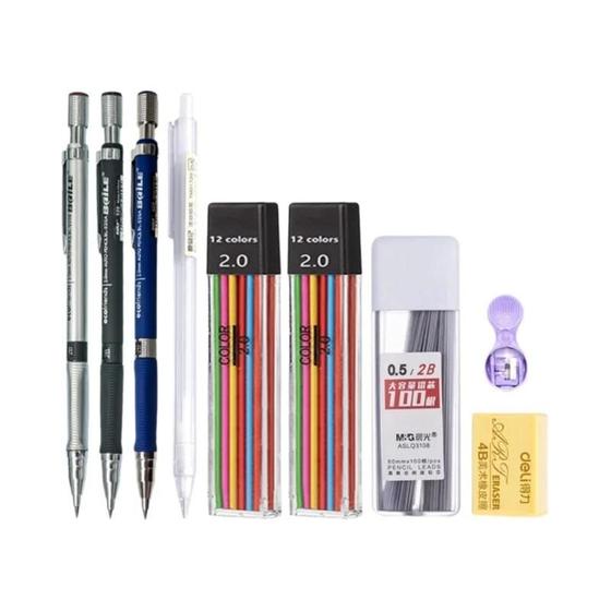 Imagem de Conjunto de Lápis Mecânico 2mm 2B - Recarga de Chumbo para Desenho e Esboço