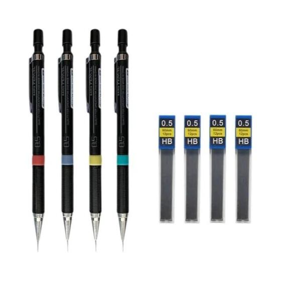 Imagem de Conjunto De Lápis Mecânico De 0,3mm 0,5mm 0,7mm 0,9mm Com Hastes De Refil E Minas Substituíveis Para