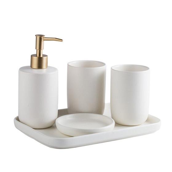 Imagem de Conjunto de lavagem de banheiro Wokex Ceramic Simple Black 5 peças