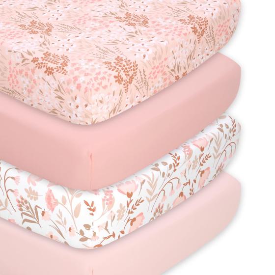 Imagem de Conjunto de Lençóis de Berço The Peanutshell Super Soft para Bebês - 4 Peças