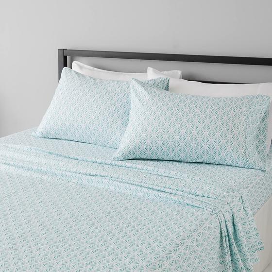 Imagem de Conjunto de lençóis de cama Amazon Basics Microfiber Full Aqua Fern